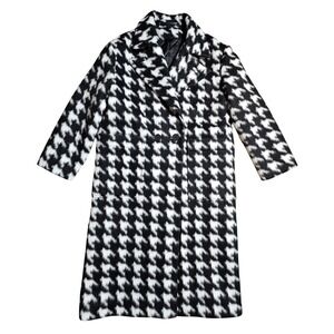 AllSaints Eda‎ Houndstooth Coat Alpaca Blend Womens 8 Monochrome Old Money